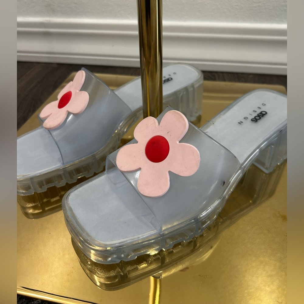 ASOS Design Clear Heal with Pink and Red Floral Accents